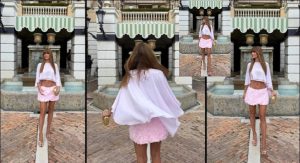 Pembe kombiniyle dikkatleri üzerine çekti…