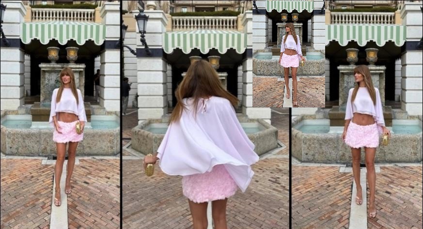 Pembe kombiniyle dikkatleri üzerine çekti…